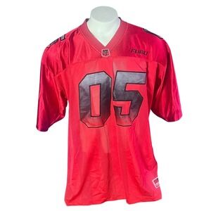 FUBU Mens Red Mesh Football Jersey 05 All Star Graphic V-Neck Streetwear XL